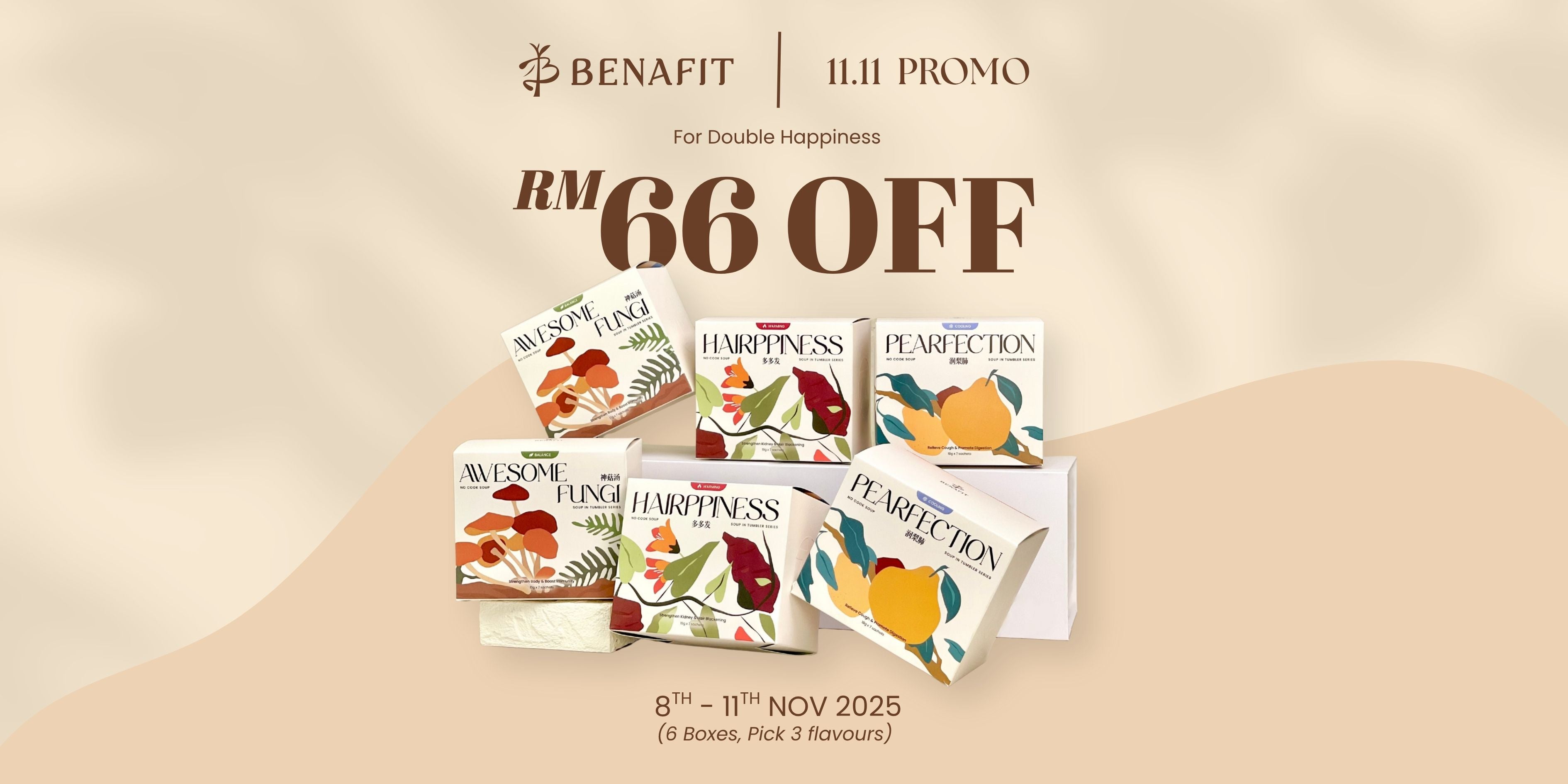 BENAFIT No Cook Soup 11.11 promotion offering RM66 savings for busy Malaysian adults.