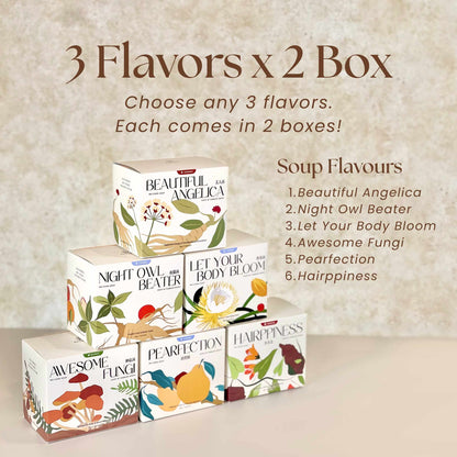 Benafit No-Cook Herbal Soup 11.11 promotion – buy 6 boxes and get RM66 off, healthy convenient soup Malaysia_3x2flavour