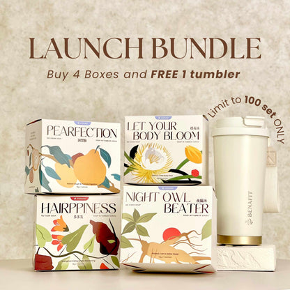 Launch Bundle: 4 Boxes + Free Benafit Tumbler